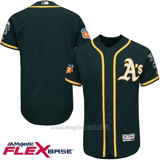 Maglia Baseball Uomo Oakland Athletics Blank Verde Flex Base Autentico Collezione Allenamento Primaverile